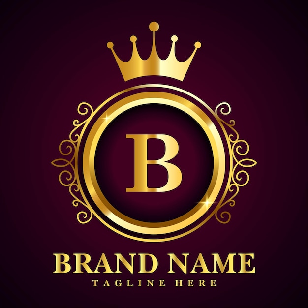 Letter B golden crown logo vector illustration