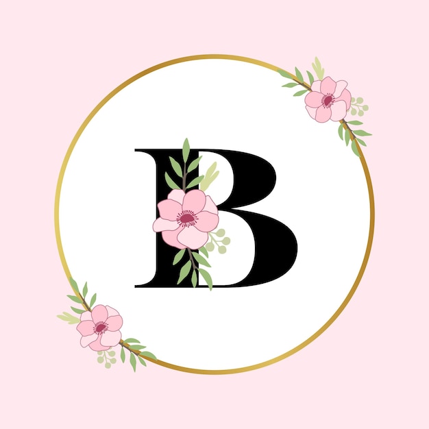 Letter B Hand Drawn Floral Logo