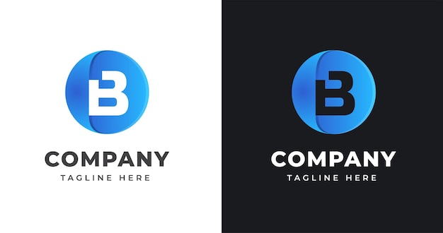 Letter B logo design template with circle shape style