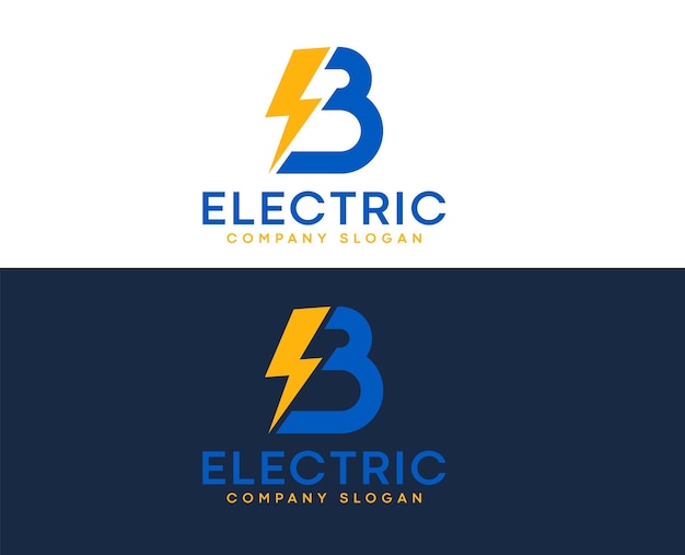 letter B logo design with lighting thunderbolt vector