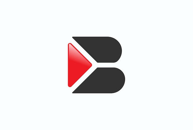 Letter B logo, play button with letter B combination, flat design logo element, vector illustration