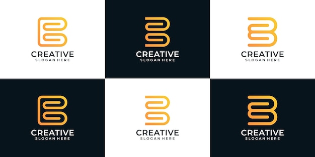 Letter b logo vector design collection in line art style