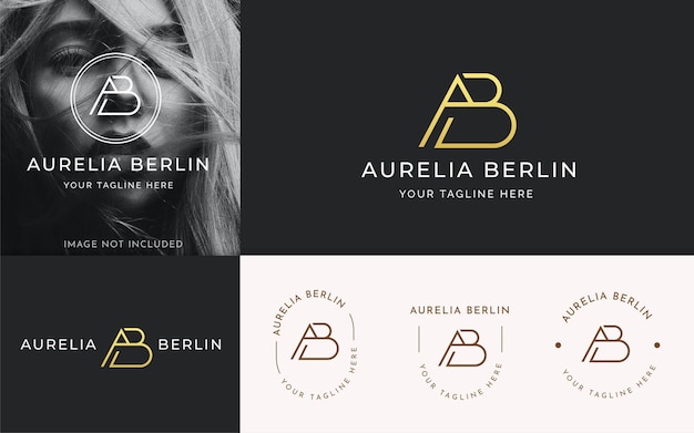 Letter A and B minimalist monogram logo template