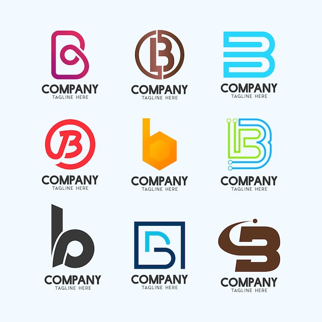 Letter B Modern Abstract logos collection  Alphabet Geometrical logotype for all kinds of business