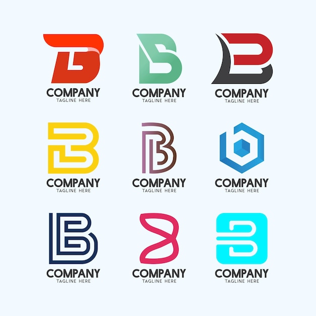 Letter B Modern logos idea collection Alphabet Geometrical logotype