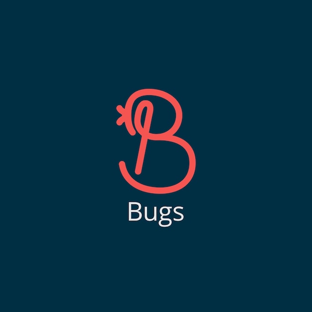 Letter B with abstract bug linear logo design concept Vector illustration