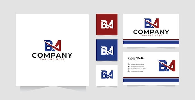 Letter BA logo design inspiration and business card