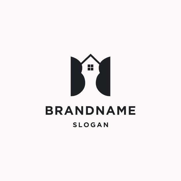 Letter bb home logo icon flat design template