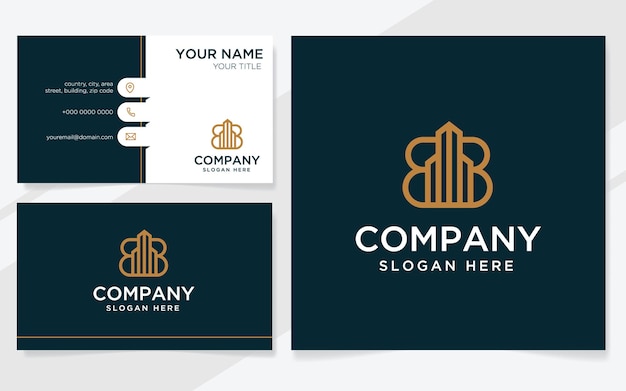 Letter BB with building logo suitable for company with business card template