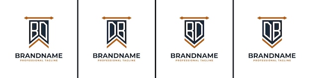 Letter BD and DB Pennant Flag Logo Set Represent Victory Suitable for any business with BD or DB initials