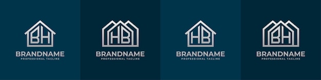 Letter BH and HB Home Logo Set Suitable for any business related to house real estate construction interior with BH or HB initials