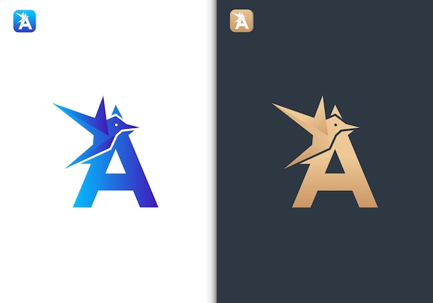 Letter A Bird Logo Design Template for Travel tour freedom and peace business