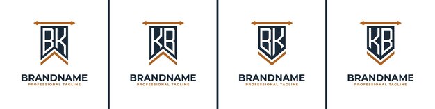 Letter BK and KB Pennant Flag Logo Set Represent Victory Suitable for any business with BK or KB initials