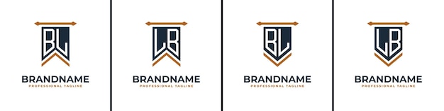 Letter BL and LB Pennant Flag Logo Set Represent Victory Suitable for any business with BL or LB initials