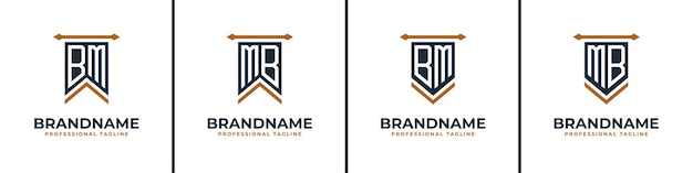 Letter BM and MB Pennant Flag Logo Set Represent Victory Suitable for any business with BM or MB initials