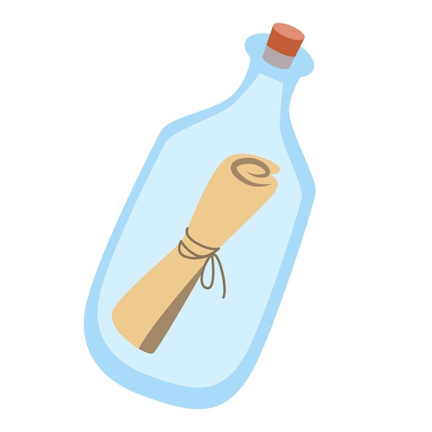 Vector letter in a bottle isolated on a white background vector illustration