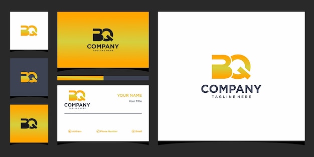 Letter BQ logo design and business card Premium Vector