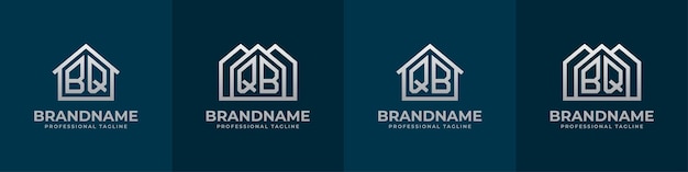 Letter BQ and QB Home Logo Set Suitable for any business related to house real estate construction interior with BQ or QB initials