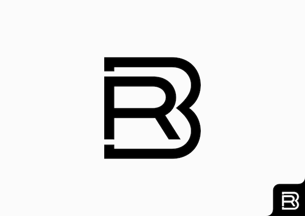 Letter BR icon logo flat minimalist colorful black and white