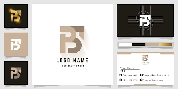 Letter BS or BT monogram logo with business card design