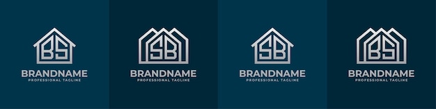 Letter BS and SB Home Logo Set Suitable for any business related to house real estate construction interior with BS or SB initials