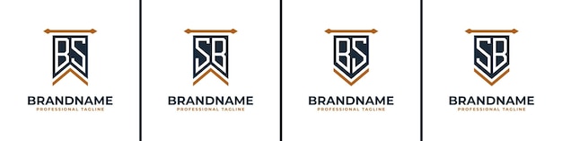 Letter BS and SB Pennant Flag Logo Set Represent Victory Suitable for any business with BS or SB initials