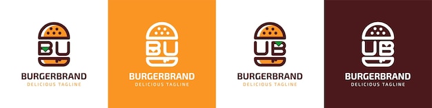 Letter BU and UB Burger Logo suitable for any business related to burger with BU or UB initials