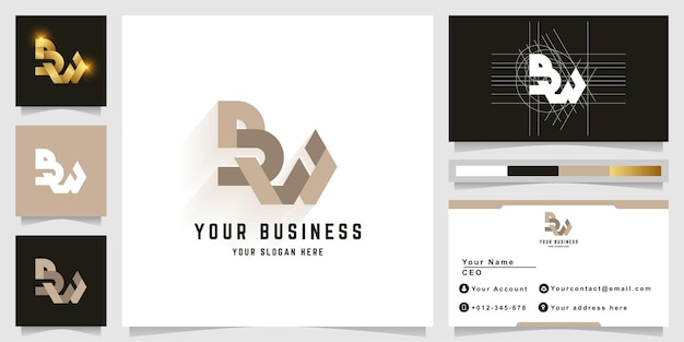 Letter BW or BN monogram logo with business card design