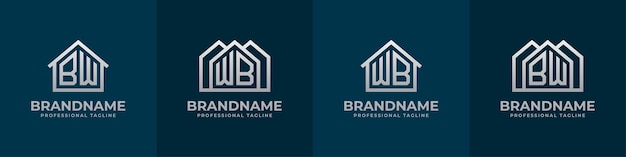 Letter BW and WB Home Logo Set Suitable for any business related to house real estate construction interior with BW or WB initials