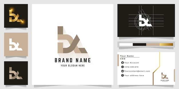 Letter bX or bax monogram logo with business card design