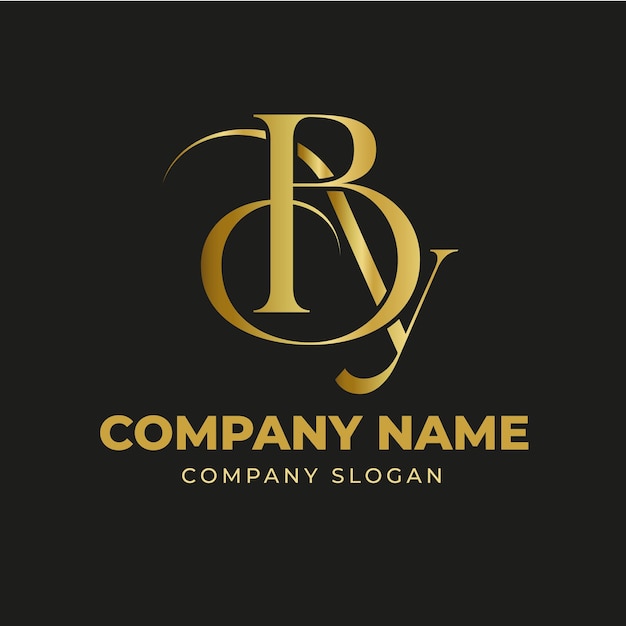 Letter BY Luxury Gold Logo Design Elegant Vector