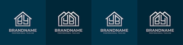 Letter BY and YB Home Logo Set Suitable for any business related to house real estate construction interior with BY or YB initials