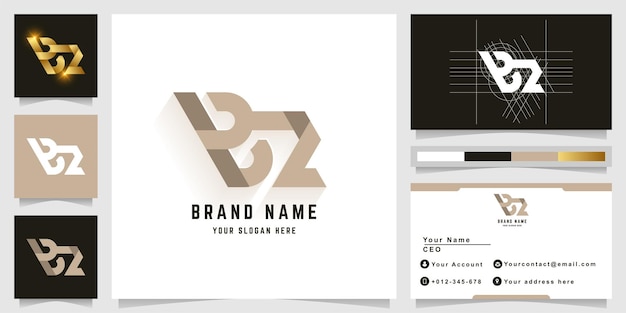 Letter BZ or Pbz monogram logo with business card design