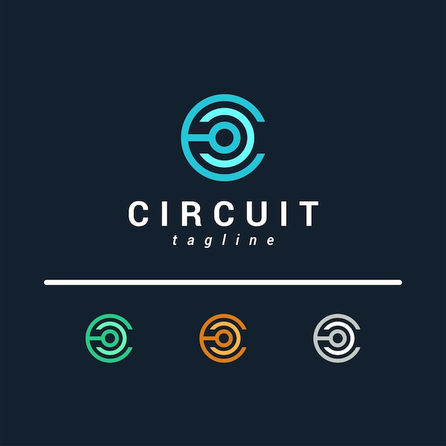 Letter C circuit connection logo