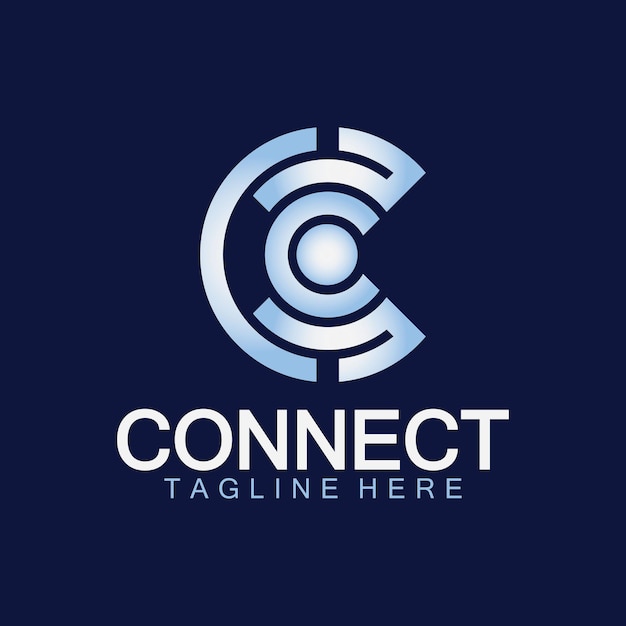 Letter c connection logo with signal design vector illustration