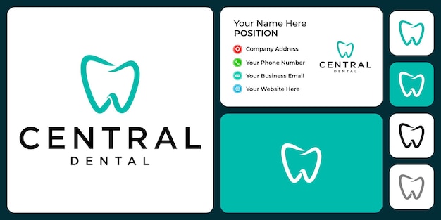 Letter C D monogram dental logo design with business card template