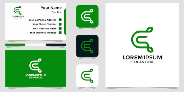 Letter C leaf design logo and branding card