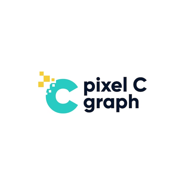 Letter c logo vector design in pixel style