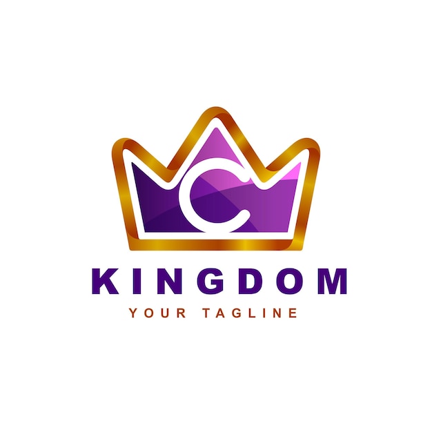 Letter c logo with kingdom and crown concept.