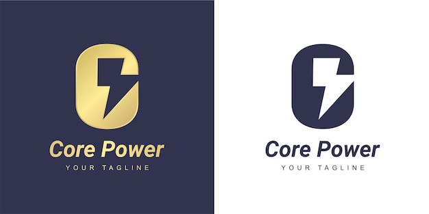 Letter c logo with a minimalist  power  and  flash  concept