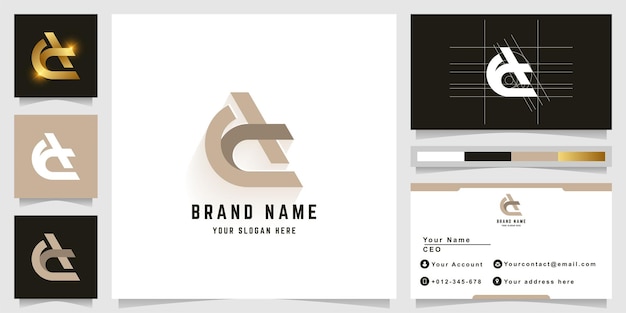 Letter Cd or CA monogram logo with business card design