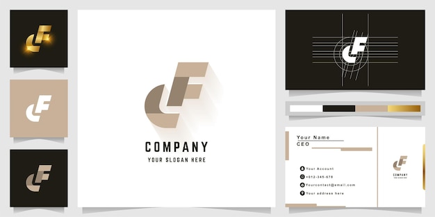 Letter cF or dF monogram logo with business card design