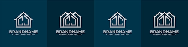 Letter CJ and JC Home Logo Set Suitable for any business related to house real estate construction interior with CJ or JC initials