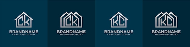 Letter CK and KC Home Logo Set Suitable for any business related to house real estate construction interior with CK or KC initials