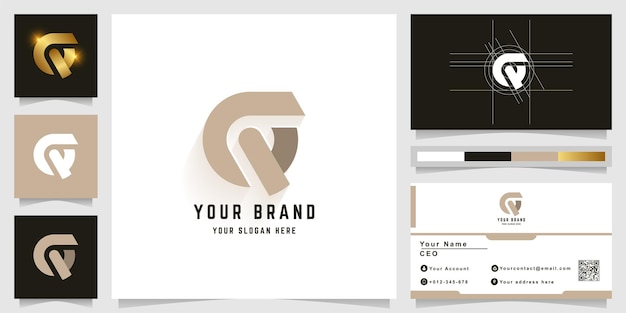 Letter CQ or GQ monogram logo with business card design