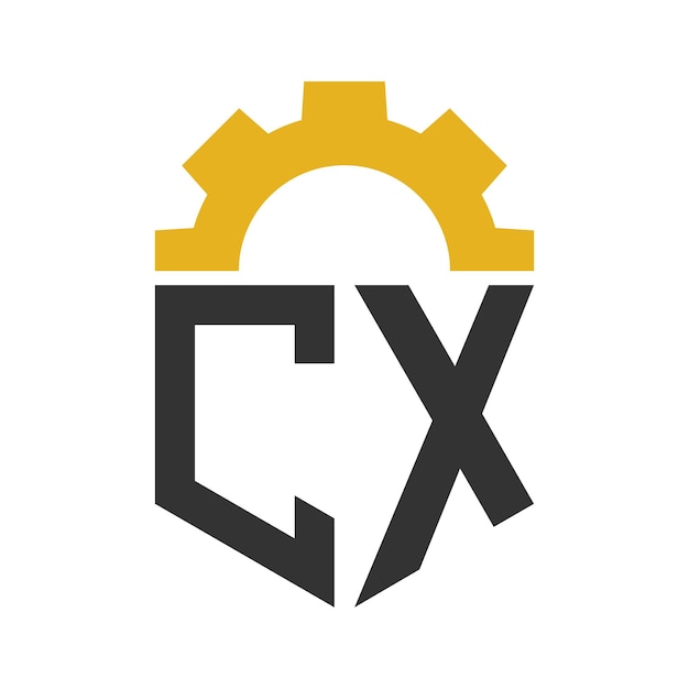 Letter CX Gear Logo Design for Service Center Repair Factory Industrial Digital and Mechanical Business