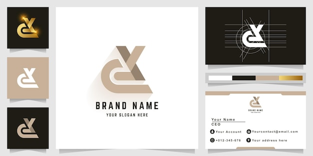 Letter CY or EX monogram logo with business card design