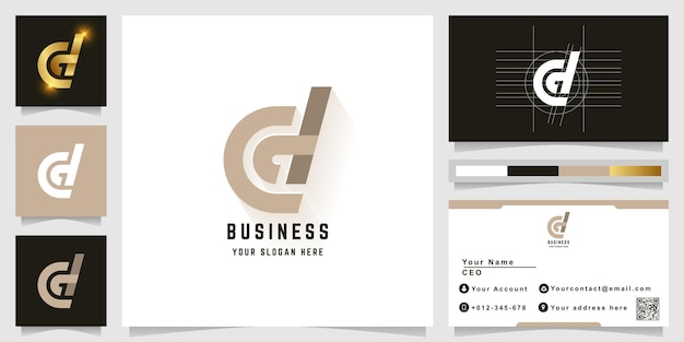 Letter d or Cd monogram logo with business card design