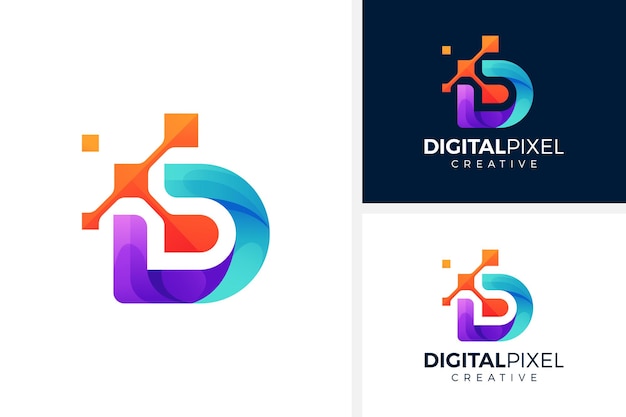 letter d concept technology logo design vector illustration