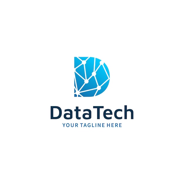 Letter d data with technology design logo